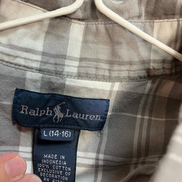 Ralph Lauren Gray Button Down Shirt Classic Plaid - Picture 3 of 5